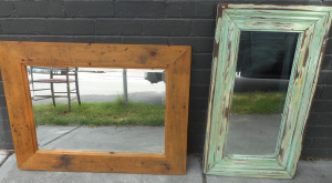 Lot 125 - 2 x Large Mirrors in Distressed Wooden Frames, largest 73x99cm