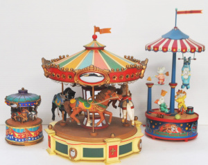 Lot 157 - 3 x Vintage Enesco Animated Music Boxes - carousel themed inc Electric
