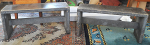 Lot 159 - Pair of Wooden Grey Outdoor Benches - Approx 42cm H x 90cm W each