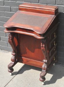 Lot 164 - Victorian style Teak Davenport Writing Desk - 4 x drawers down each si