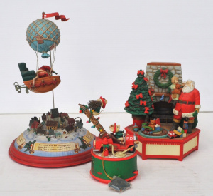 Lot 203 - 3 x vintage mechanical Enesco Animated Music Boxes - Christmas themed