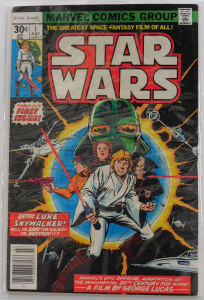 Lot 223 - Vintage 1977 Star Wars No 1 Comic by Marvel Comics - Midgrade with pul