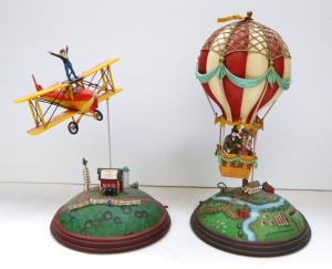 Lot 245 - 2 x large vintage mechanical Enesco Animated Music Boxes - The Ballon