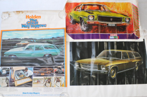 Lot 249 - 3 x vintage unframed 1970s Holden Posters incl HQ SS V8 - some stainin