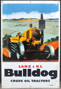 Lot 250 - Large heavy Enamel Sign - Lanz & KL Bulldog Crude Oil Tractors - m