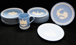Lot 259 - Group lot of Wedgwood Pale Blue Jasperware Christmas Plates and a tan