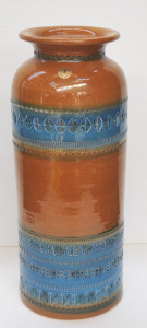 Lot 271 - Retro Bitossi Italian Pottery Jar Vase - Tall Cylindrical, Blue &