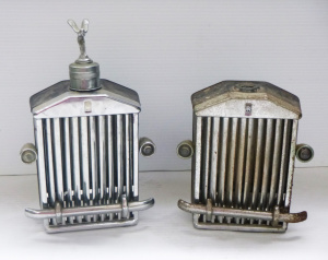 Lot 286 - 2 x Novelty Rolls Royce Car Grill Decanters - one af (missing stopper)