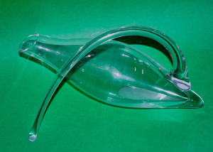 Lot 288 - Modernist Art Glass Wine decanter - Duck shape with curled handle 35cm