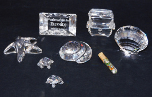 Lot 307 - Group lot of Miniature Swarovski Crystal ornaments inc Sea Chest, Pair