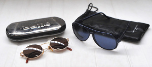 Lot 309 - 2 x pairs Bolle Branded Sunglasses w Cases incl Blue Tinted Ski Glasse