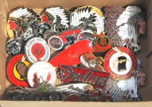 Lot 321 - Group lot - vintage style Enamel Indian Motorcycle badges & Pins -