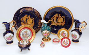 Lot 339 - Group lot of French Limoges inc Blue & Gilt Cabinet plates, 3 x Ju