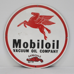 Lot 345 - Heavy vintage Style Enamel Motoring sign - Mobil Oil Vacuum Oil Compan