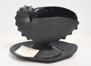 Lot 360 - Wedgwood Black Nautilus Centrepiece Bowl with Underplate, matt exterio