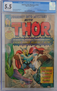 Lot 380 - Vintage No 110 Journey into Mystery with the Mighty Thor Comic by Marv
