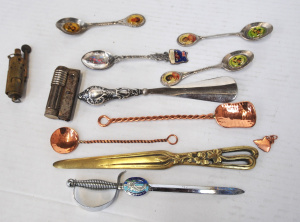 Lot 74 - Group Lot Mixed Items - incl Grand Prix Decorative Spoons, Twisted Cop
