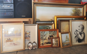 Lot 85 - Large Group Lot Framed Oil Paintings & Watercolours - varying subje