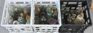 Lot 86 - 3 x Boxes of Vintage Clear Glass Bottles incl MacRobertsons Soft Drink