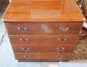 Lot 107 - 1930s Hardwood Four Drawer Chest w Spare Handles - Approx 74cm H x 81c