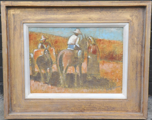 Lot 123 - Artist Unknown Framed Modernist oil painting on Canvas - Horseman &