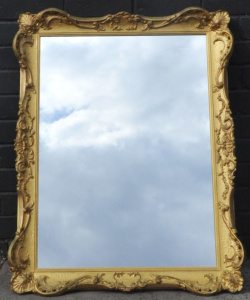 Lot 136 - Large Vintage Gilt Framed Mirror - Ornate c1900 Cornered Frame - 87x56