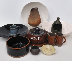 Lot 137 - Group lot of Australian Studio Pottery inc, mugs, large shallow bowls,