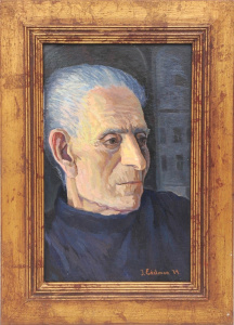 Lot 180 - Joseph Edelman (1931- ) Gilt framed Oil Painting - Portrait of an Elde