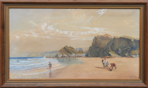 Lot 183 - Artist Unknown Framed c1896 British Watercolour - Watergate Bay, near