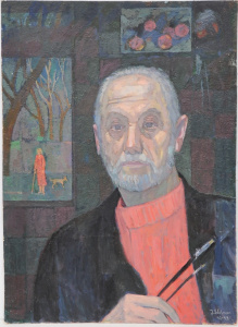 Lot 187 - Joseph Edelman (1931- ) Unframed Oil Painting - Portrait of a Painter