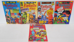 Lot 215 - 5 x vintage Fantastic Four Comic Books - Numbers 6 (wposter & card