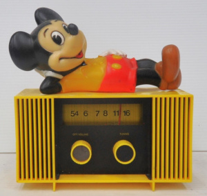 Lot 219 - Vintage c1960s Mickey Mouse AM Radio - Retro Black & Yellow Radio