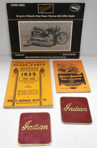 Lot 237 - Group lot - Vintage Motorcycle items - Pair heavy Brass & enamel I