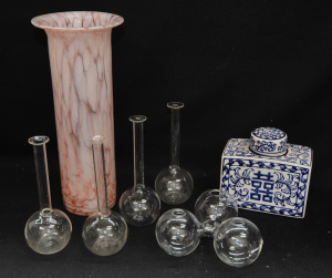 Lot 244 - Small Lot of Glass & Ceramic Items incl Mottled Pink Glass Vase,