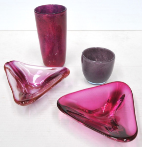 Lot 249 - Group lot of mostly Vintage Art Glass in shades of pink & purple i