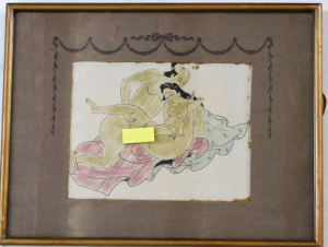 Lot 283 - Vintage c1900 Framed Erotic Japanese woodblock print - no character ma
