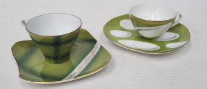 Lot 331 - 2 x Retro 195060s Japanese Cups & Saucers - stylish period shapes