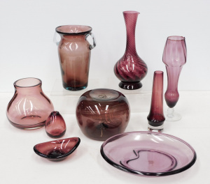 Lot 334 - Group lot of Amethyst Art Glass inc Scandinavian, Italian - vases &