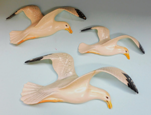 Lot 346 - Set of 3 vintage Beswick Graduating Flying Seagull Wall Plaques Model