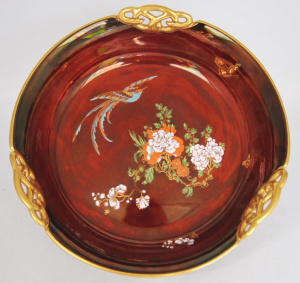 Lot 356 - Vintage Carlton Ware Rouge Royale Tri Footed Bowl - Bird of Paradise P