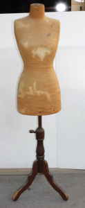 Lot 4 - Vintage Wooden Female Mannequin adjustable height with wooden tripod bas