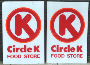 Lot 23 - Pair large Perspex c1990s Circle K Food store Signs - 120x80cm Each