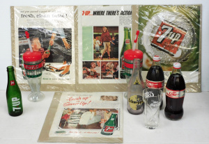 Lot 24 - Group lot Vintage Soft Drink items and ephemera - 1950-60s 7 UP Magazin