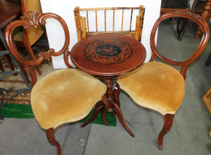 Lot 36 - Grp Lot occasional Furniture inc Victorian Cedar Wine Table w Inlaid Im