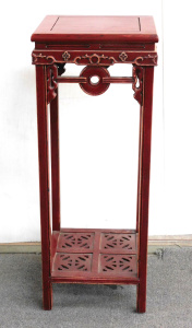 Lot 52 - Vintage Oriental Wooden Pedestal - Square with carved upper section 90