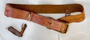 Lot 57 - 2 x military items - Vintage Sam Brown military Belt - no cross strap &