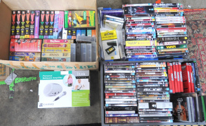 Lot 101 - 3 x Boxes of mostly DVDs & VHS Tapes incl Thunderbirds, Disney Mov