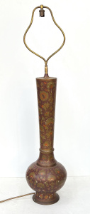 Lot 109 - Tall middle Eastern brass cloisonne enamel electric Lamp base - 92cms