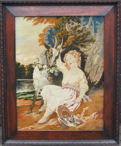 Lot 131 - Large framed c1920s classical Cross Stitch - Old Comrades - in origina