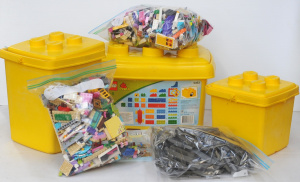 Lot 143 - Lot of 3 x LEGO & Duplex Brick Carry Boxes w Assorted LEGO & O